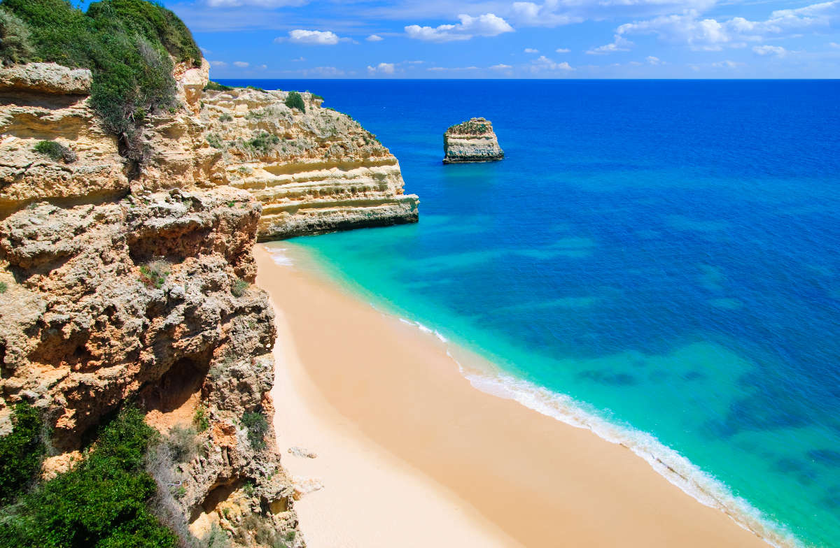 An empty beach in the Algarve, Portugal